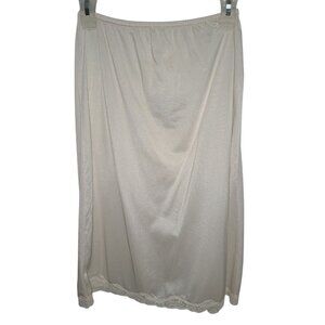Vtg Beige Half Slip Skirt Womens M Lace Trim (Flaw)